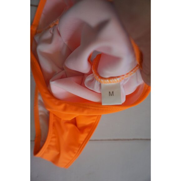High-Waisted Neon Orange Bikini Bottoms - Size M, NWOT - Picture 2 of 3